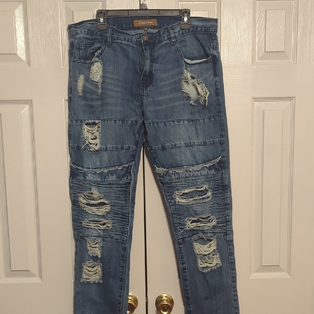 Distressed Blue Jeans